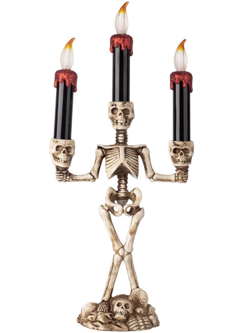 Skeleton Halloween Candelabra w/ LED Lights- NIB